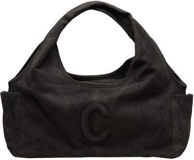 Suede Sophie Mini Shopper black schoudertas dames Zwart - H 20.5 x B 50 x D 14.5 cm