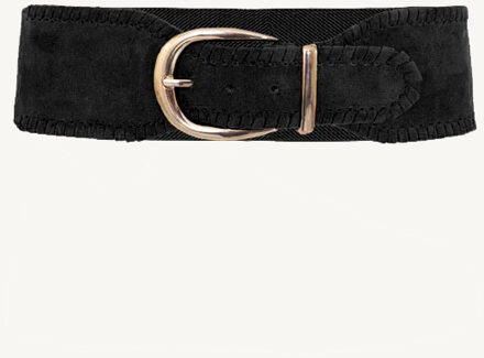 Suede Tailleriem Stretch Zwart