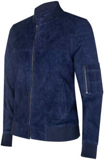 Suède truckershirt denim leren jack - maat Navy