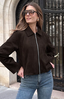 Suede Zip Jacket Choco Bruin