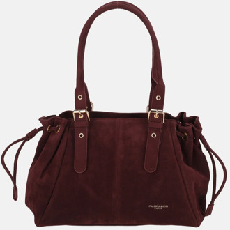 Suedine schoudertas bordeaux Donker rood