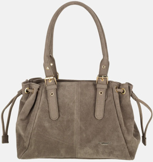 Suedine schoudertas taupe