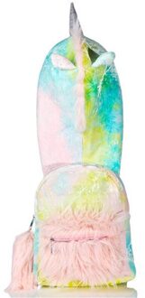 Suiker Baby Softy Meisje Tie-Geverfd Kleurrijke Eenhoorn Hooded Rugzak Afneembare Hoed Cool Street Style Grappige Jas Velours schooltas Hat not removable