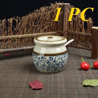 Suiker kom Creatieve Kookpotten Keramische Suiker Pot Porselein Keuken Opslag Pot Koken Kruiderij Japanse Stijl Vier Patronen auspicious bloem