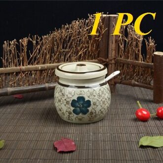 Suiker kom Creatieve Kookpotten Keramische Suiker Pot Porselein Keuken Opslag Pot Koken Kruiderij Japanse Stijl Vier Patronen blauw bloem of rich