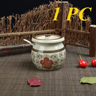 Suiker kom Creatieve Kookpotten Keramische Suiker Pot Porselein Keuken Opslag Pot Koken Kruiderij Japanse Stijl Vier Patronen rood bloem of rich