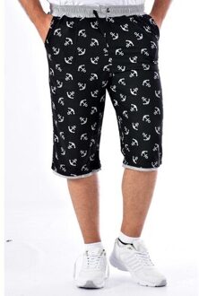 Suiker Mannelijke Anker Print Capri Broek Zwart S