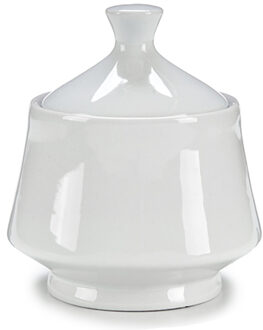 Suikerpot met deksel - wit - 400 ml - porselein - 10 x 10 x 11 cm - Suikerstrooiers