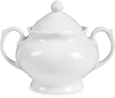 Suikerpot met deksel - wit - 450 ml - porselein - 14,5 x 11 x 11 cm