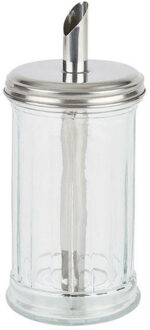 Suikerpot/strooier - glas/rvs metaal - transparant/zilver - 7 x 17 cm - luxe uitvoering - 275 gram