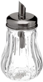 Suikerpot / suikerstrooier - glas met RVS tuit - 180ml - dispenser