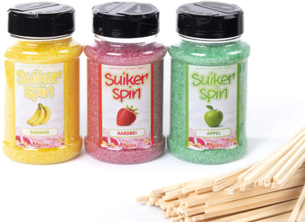 Suikerspinsuiker Fruitmix NR. 1 in 3 x 400 gram incl. ± 100 stokjes
