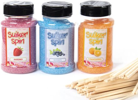 Suikerspinsuiker Fruitmix NR. 2 in 3 x 400 gram incl. ± 100 stokjes
