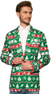 Suitmeister Christmas Green Nordic Jacket - Heren jasje - Groen - Kerstblazer - Maat L