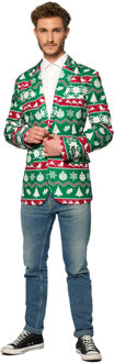Suitmeister Christmas Green Nordic Jacket - Heren jasje - Groen - Kerstblazer - Maat XL