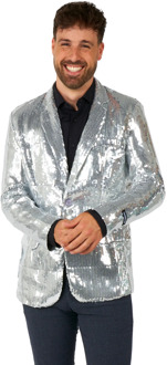 Suitmeister Sequins Silver - Heren Carnavals Jasje Zilver - Maat XL