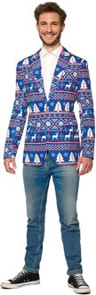 Suitmeister Verkleedblazer Christmas Blue Nordic Heren Polyester Mt L