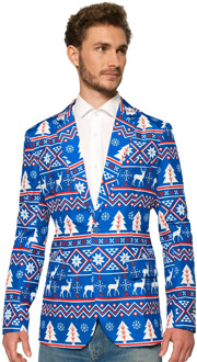 Suitmeister Verkleedblazer Christmas Blue Nordic Heren Polyester Mt L