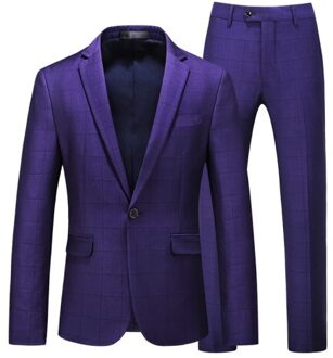 Suits herfst mannen business casual high-end custom suits cocktail party tuxedo slanke bruidegom wedding suits (jas + broek) 2 stuk Paars / 5XL for 89-94 kg