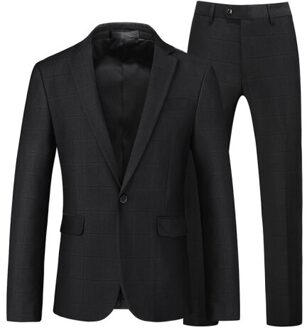 Suits herfst mannen business casual high-end custom suits cocktail party tuxedo slanke bruidegom wedding suits (jas + broek) 2 stuk zwart / 5XL for 89-94 kg