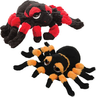 Suki gifts Pluche knuffel spinnen 2x stuks - tarantulas - 13 cm - speelgoed - Knuffeldier Zwart