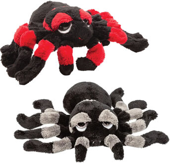 Suki gifts Pluche knuffel spinnen 2x stuks - tarantulas - 22 cm - speelgoed - Knuffeldier Zwart