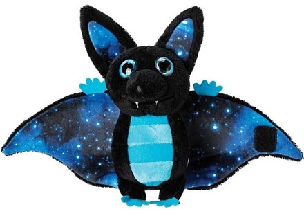 Suki Gifts Pluche knuffeldier vleermuis - blauw/zwart - 17 cm - speelgoed - Knuffeldier