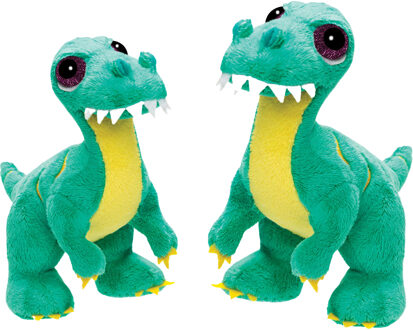 Suki gifts Pluche knuffeldieren set 2x dinosaurus - Brontosaurussen - 17 en 21 cm - Dino thema - Knuffeldier Groen