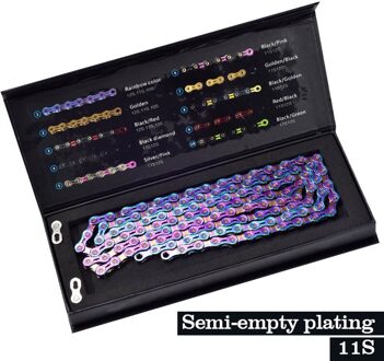 Sumc Fiets Kleurrijke Speed Ketting 9/10/11/12 Super Licht Snelheid Semi Hollow Regenboog Ketting Met Magische Gesp kleur Racefiets Ketting S11EL met packaging
