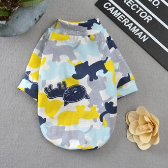 Summer Cotton Pet Cat Vest Tshirt Camouflage Cat Clothes for Small Dogs Puppy Kedi Clothing Mascotas Costume ropa para perros blauw camouflage / XS