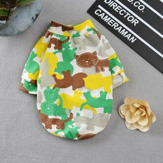 Summer Cotton Pet Cat Vest Tshirt Camouflage Cat Clothes for Small Dogs Puppy Kedi Clothing Mascotas Costume ropa para perros Greem camouflage / L