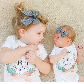 Summer Family Matching Clothes Baby Kids Girl Little Big Sister Match Jumpsuit Romper and T Shirt Family Outfits