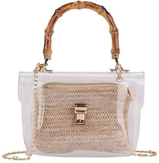 Summer Fashion Ladies Handbag PVC Transparent Shoulder Bag Clear Luxury Small Square Bag High Quality Package Brand Summer Beach