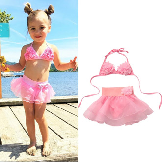 Summer Kids Baby Girl Tutu Skirt Bikini Set Floral Swimsuit Toddler Girls Bathing Suit Beachwear Swimwear 1-6Y