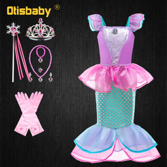 Summer Little Mermaid Girl Costume Infant Princess Party Gowns Holiday Fairy Frock for Girls Red Mermaid Wig for Children