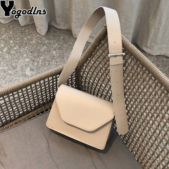 Summer New Women Handbag Korean Simple Shoulder Bag Casual PU Design Wide Shoulder Strap Small Square Bag Hot Wild Messenger Bag