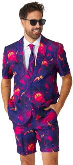 Summer Palm Retro Neon Navy kostuum Suitmeister Multikleur - Print