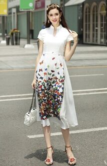 Summer Party Elegante Ao Dai Aziatische Stijl Qipao Jurk Voor Vrouwen A / M