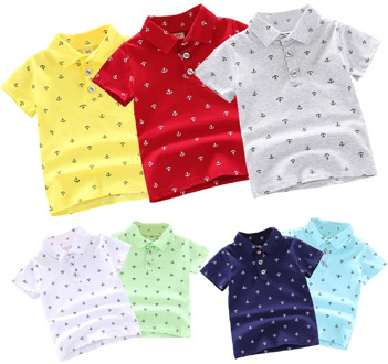 Summer Polo Shirt Baby Boys Girl Short Sleeve Lapel Clothes Kids Cotton Print Breathable Tops Children's Clothing YQJM01