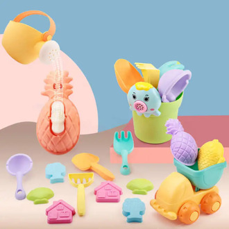Summer Silicone Soft Baby Beach Toys Kids Mesh Bag Bath Play Sandbox Set Beach Party Cart Bucket Sand Molds Tool Water Game