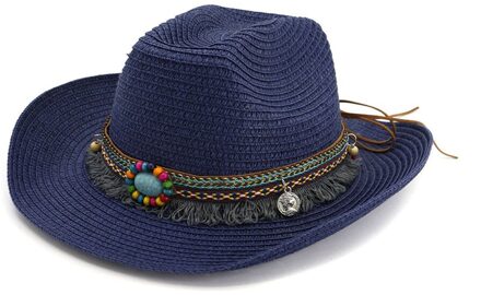 Summer Women's Hat Western Style Classic Cattleman Cowboy Cowgirl Straw Hat Sun Hat Summer Foldable Cowboy Male Cap @C18 marine