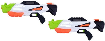 Summertime 2x Waterpistool/waterpistolen gekleurd 47 cm - Waterpistolen Multikleur