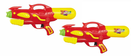 Summertime 2x Waterpistool/waterpistolen rood/geel 50 cm - Waterpistolen