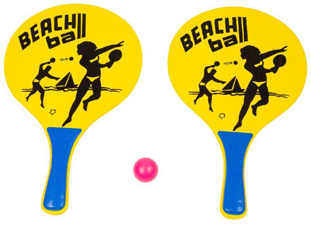 Summertime Beachball set - geel met beachball print - hout
