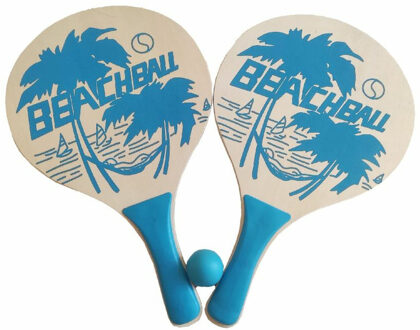 Summertime Beachball set Tropical - hout - blauw - strand speelset - kinderen/volwassenen - Beachballsets Groen