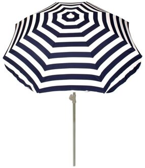 Summertime Blauw gestreepte strandparasol 180 cm - Parasols Wit