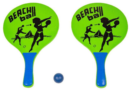 Summertime Houten beachball set groen met beachball print - Beachballsets Roze