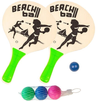 Summertime Houten beachball set groen met extra balletjes- Strandspelletjes