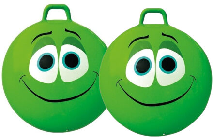 Summertime Skippybal Smile Emoticon - 2x - D65 cm - lichtgroen - voor kinderen - buiten speelgoed