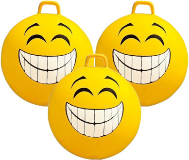 Summertime Skippybal Smile Emoticon - 3x stuks - D65 cm - voor kinderen - buiten speelgoed